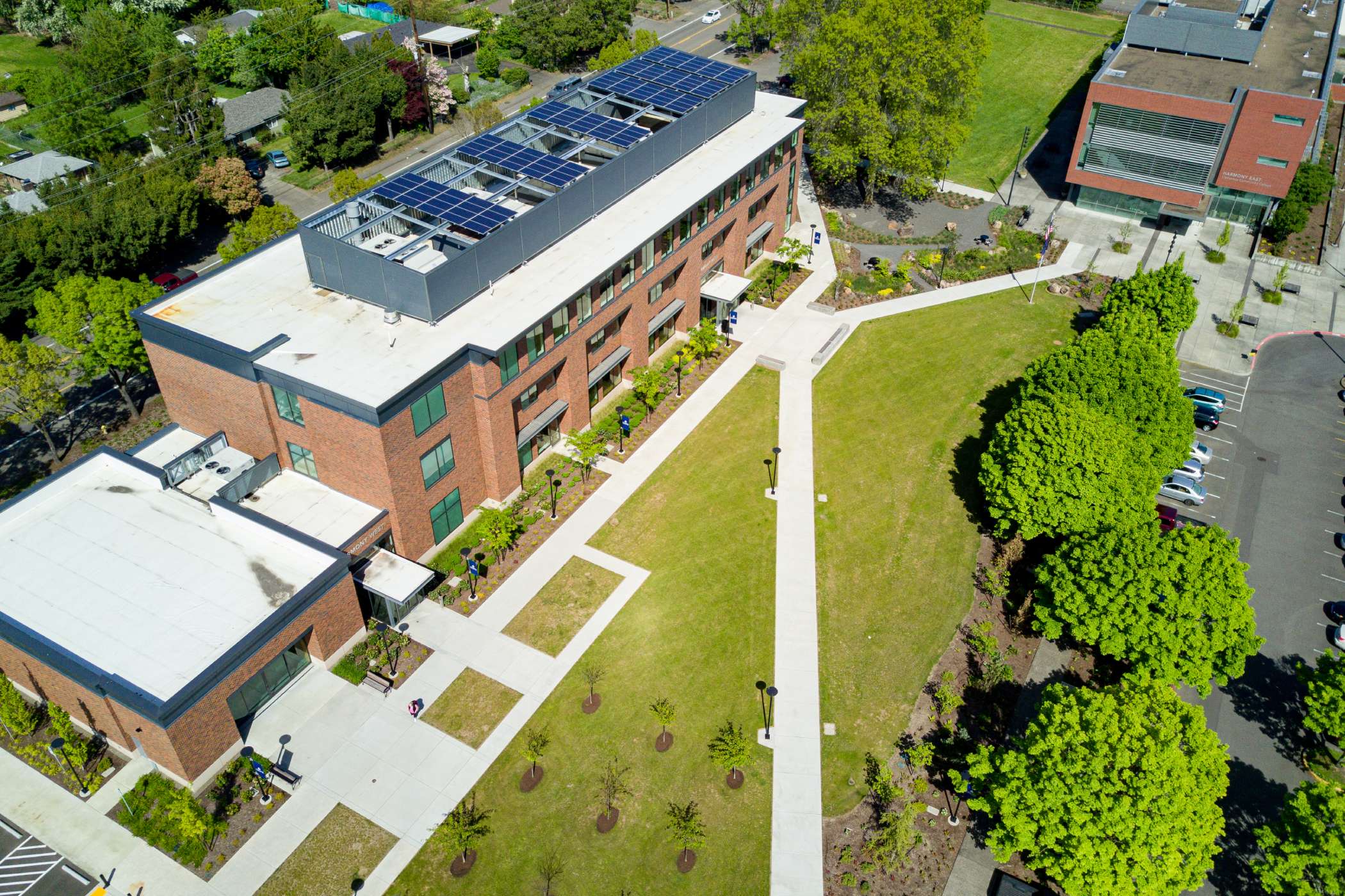 Aerial view of Harmoy campus and its many paths Aerial view of Harmoy campus and its many paths