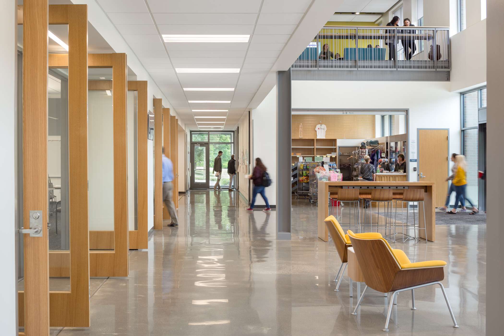 Harmony West's main louge, lined with doors and chairs Harmony West's main louge, lined with doors and chairs