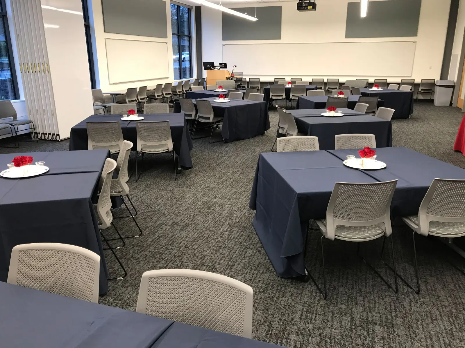 Decorated tables and centerpieces in Harmony Campus community room Decorated tables and centerpieces in Harmony Campus community room