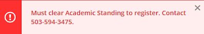 Self Service error message: Academic standing
