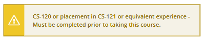 Screenshot of a warning in Self Service: placement issue