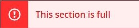CommonRegErrors-pic8 Screenshot of an error in Self Service: Class is full/No Waitlist