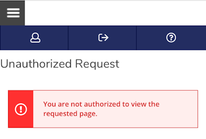 Screenshot of an error message in Self Service: You are not authorized to view the requested page