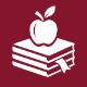 Teaching + Education EFA icon logo, an apple on top of books
