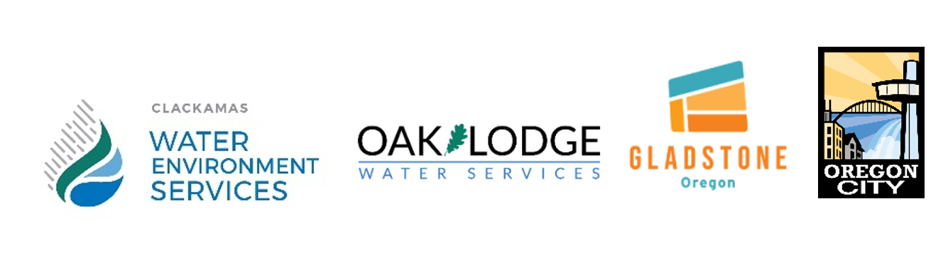 Sponsor logos (Clackamas WES, Oak Lodge Water Services, Gladstone, Oregon City)