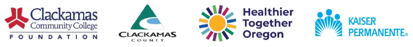 CCC Foundation, Clackamas County and Healthier Together Oregon logos