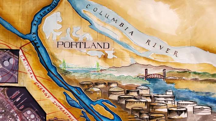 Artistic map of Portland, OR