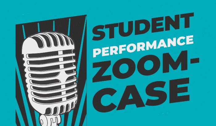 Student Performance Zoom-case poster with vintage microphone displayed