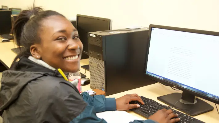 Student at a computer