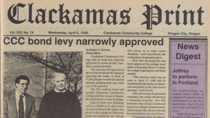 Issue of The Clackamas Print from 1989