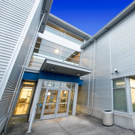 Wilsonville campus Front doors of CCC's Wilsonville campus